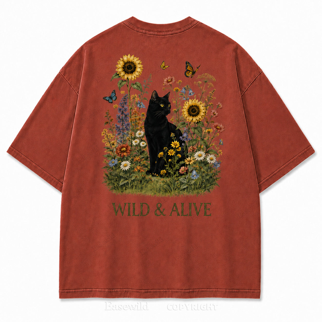 Wild Garden Black Cat Print Tee