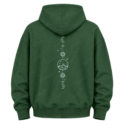 Celestial Mountain Sun & Moon Graphic Hoodie