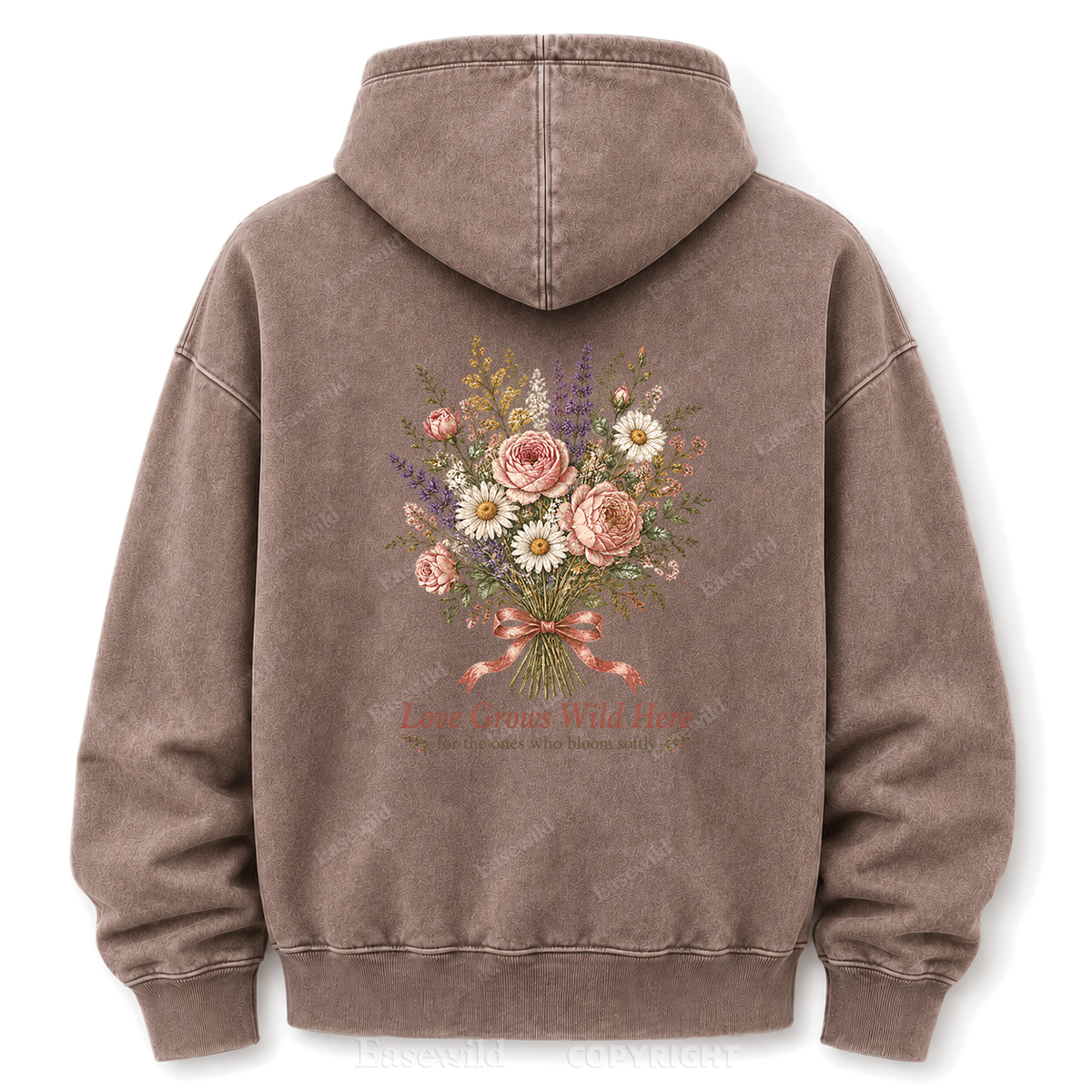 Love Grows Wild Here Vintage Floral Washed Graphic Hoodie