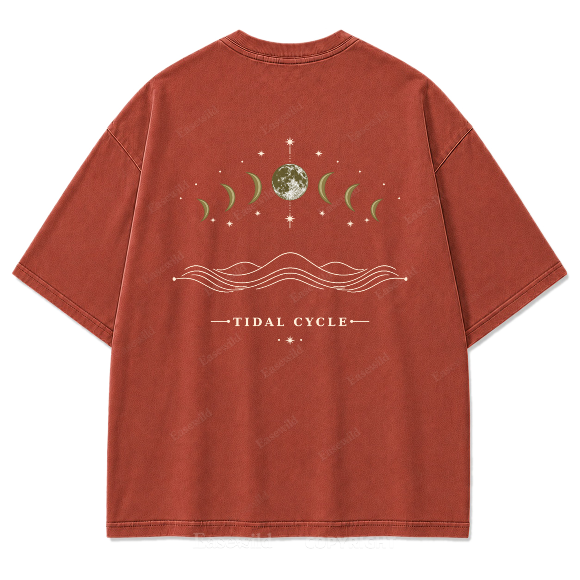 Tidal Cycle Moon Phase Washed Print T-Shirt
