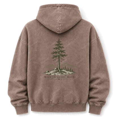 Wild in Quiet Ways Vintage Pine Washed Graphic Hoodie