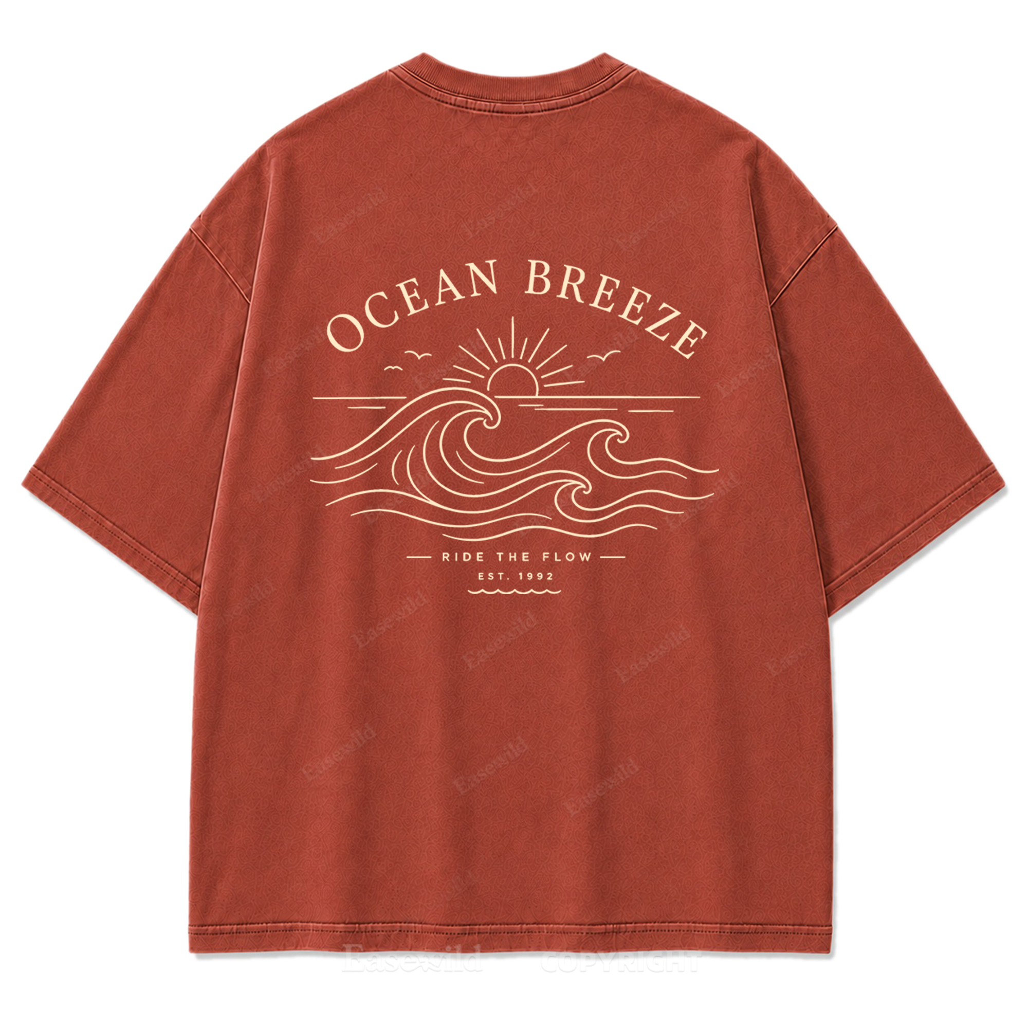 Ocean Breeze Ride The Flow Graphic Washed T-Shirt