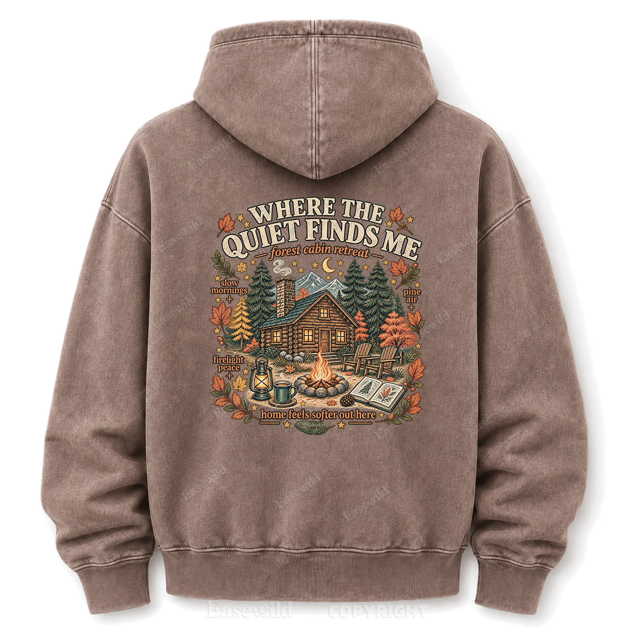 Where the Quiet Finds Me Cabin Washed Graphic Hoodie