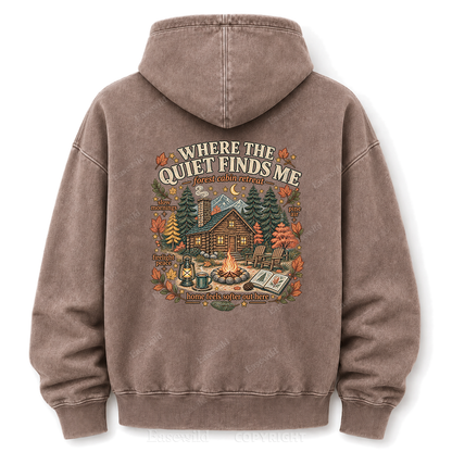 Where the Quiet Finds Me Cabin Washed Graphic Hoodie