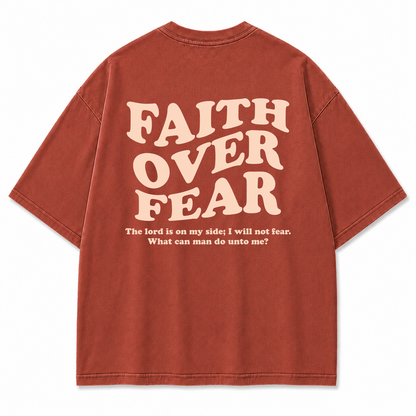 Faith Over Fear Oversized Christian Graphic Tee