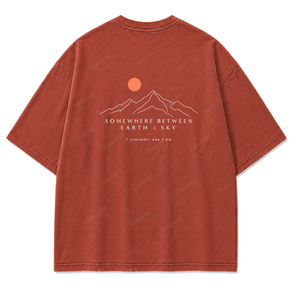 Somewhere Between Earth & Sky Washed Print T-Shirt