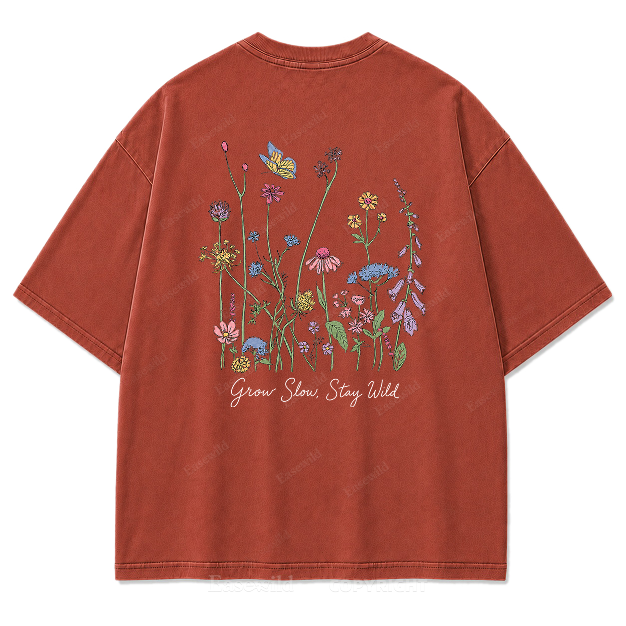 Grow Slow Stay Wild Wildflower Washed Print Tee