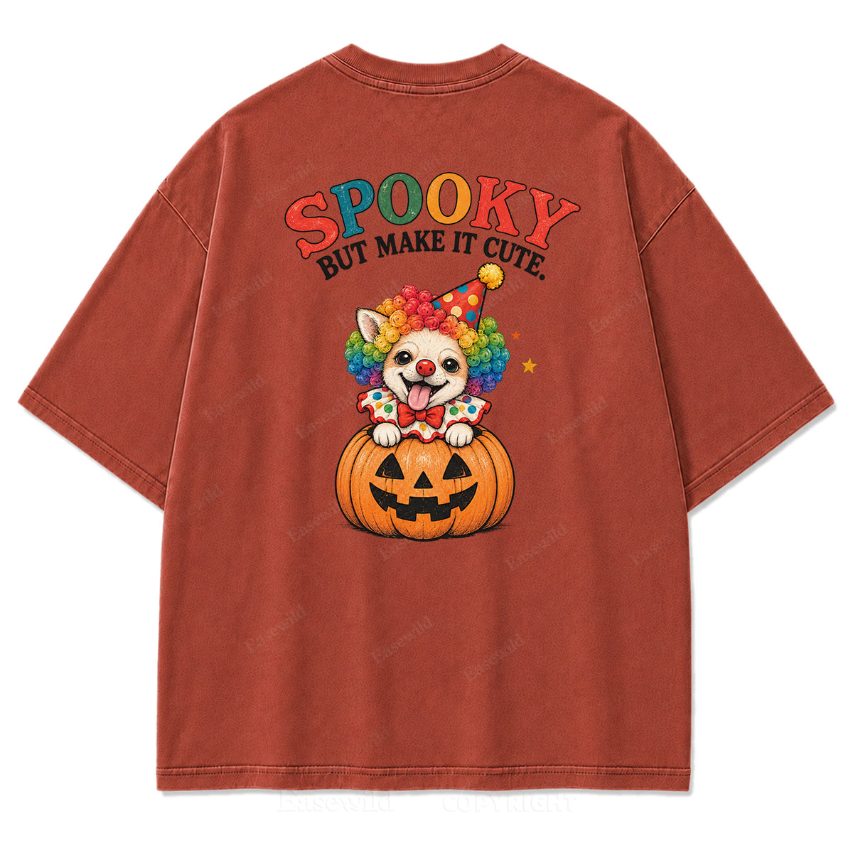 Spooky But Make It Cute Chihuahua Clown Washed Graphic T-Shirt