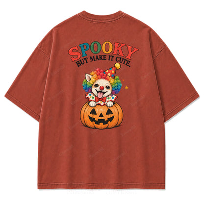Spooky But Make It Cute Chihuahua Clown Washed Graphic T-Shirt