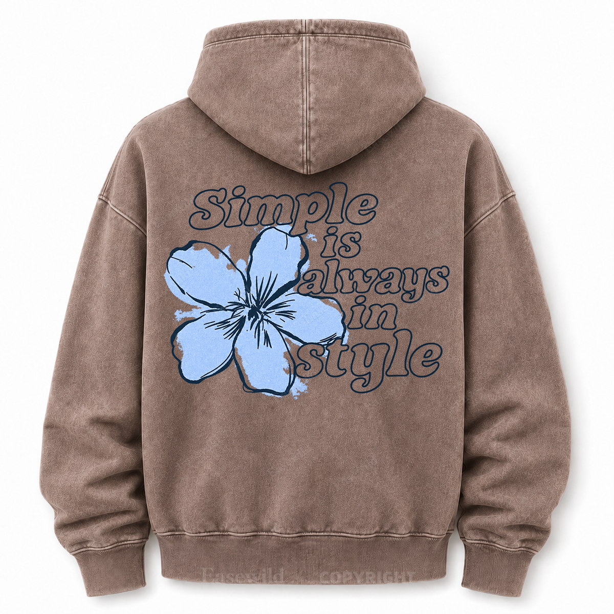 Simple Is Always In Style Floral Washed Graphic Hoodie