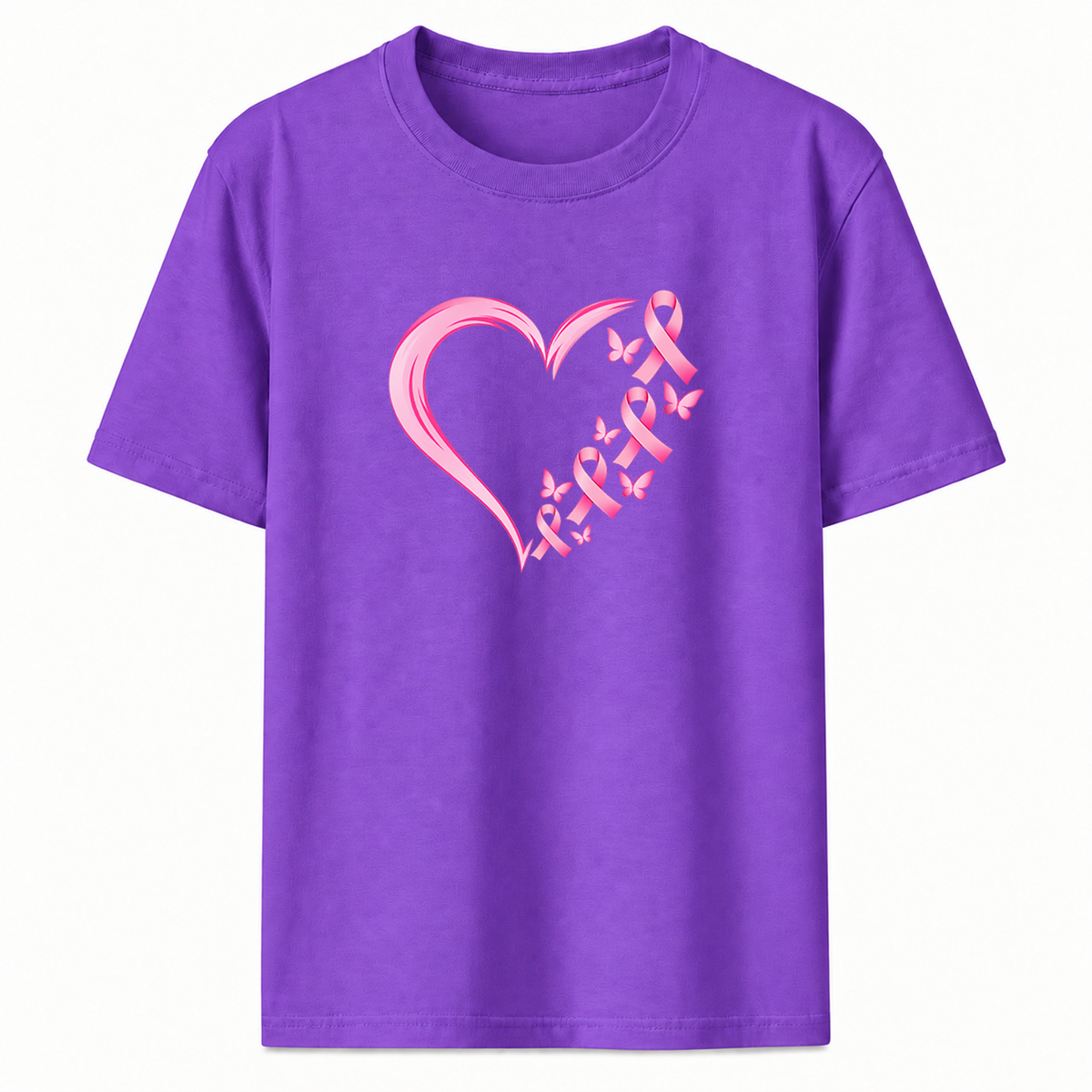 Pink Ribbon Heart Graphic T-Shirt