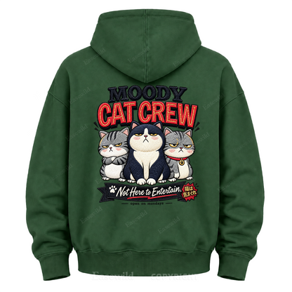 Moody Cat Crew Graphic Hoodie