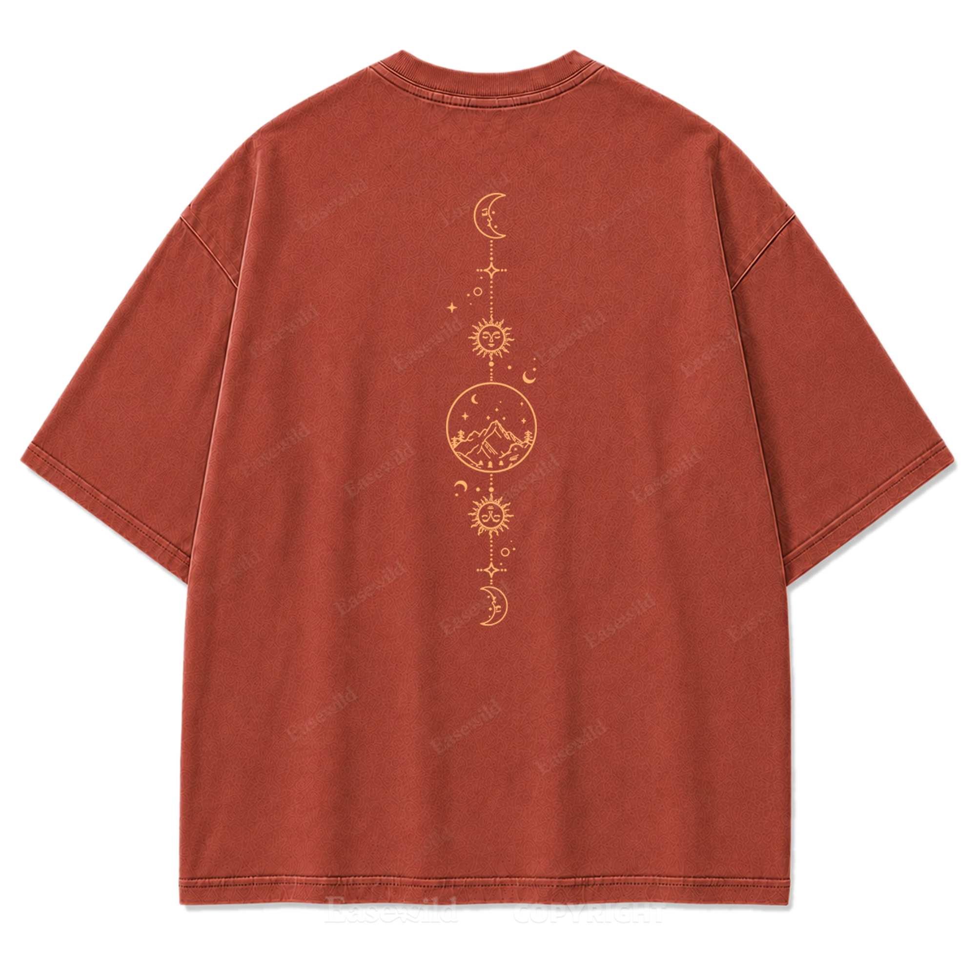 Celestial Balance Mountain Moon Washed Print Tee