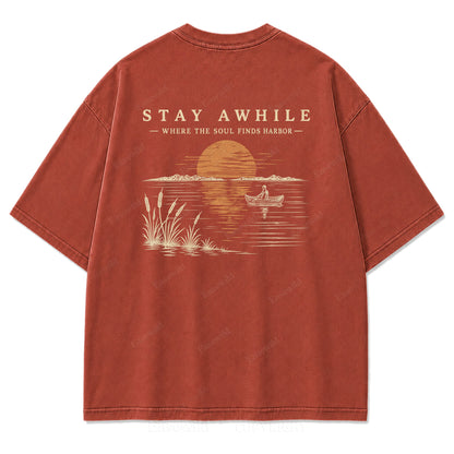 Stay Awhile by the Water Print Tee