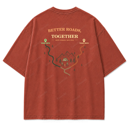 Better Roads Together Washed Print Tee