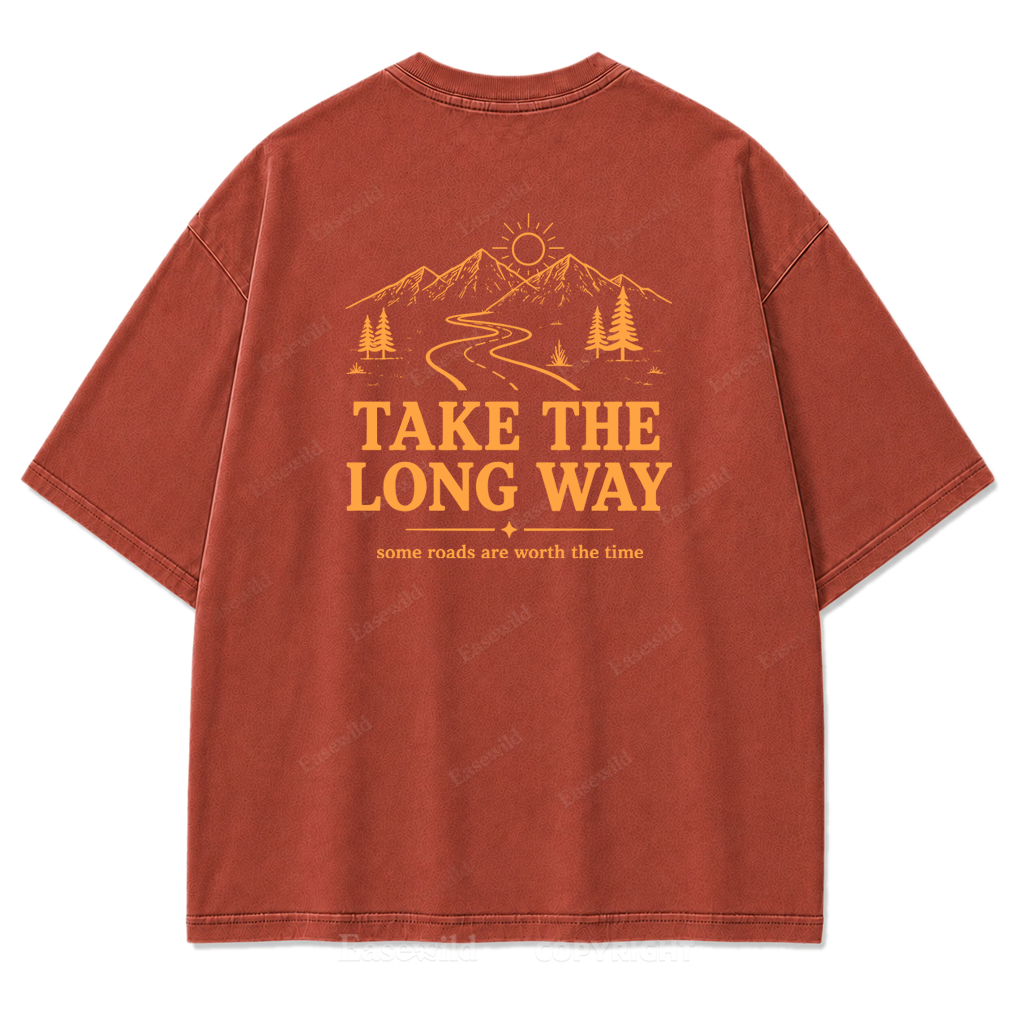 Take the Long Way Mountain Washed Print Tee