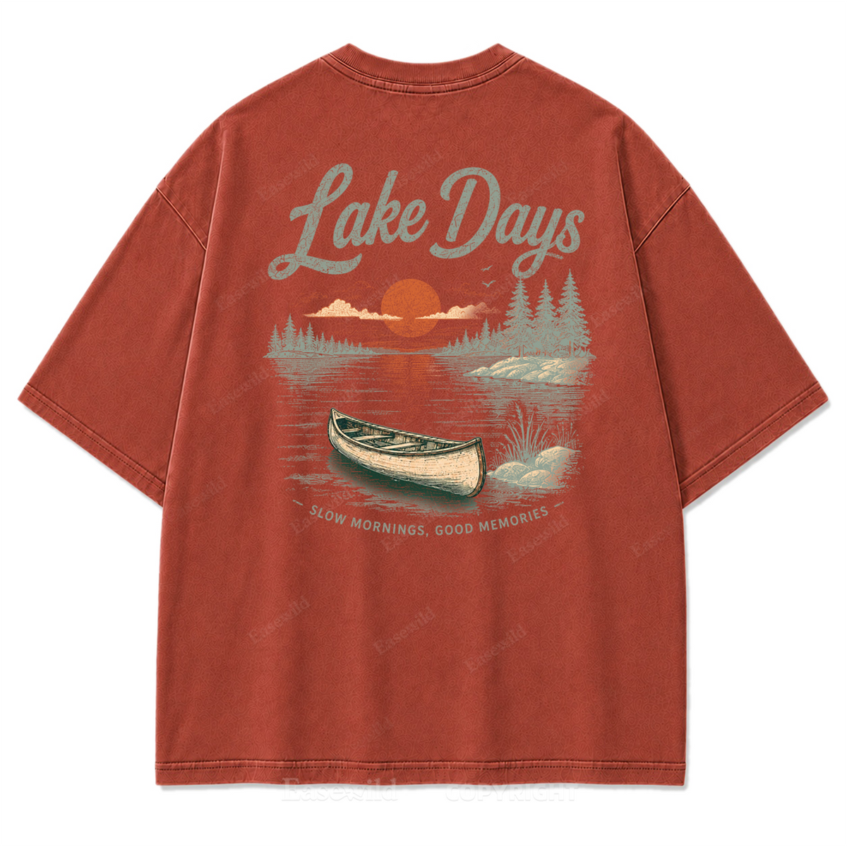 Lake Days Slow Mornings Graphic Washed T-Shirt