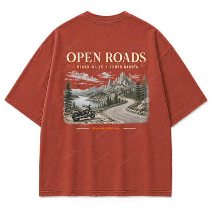 Open Roads Black Hills Washed Print Tee