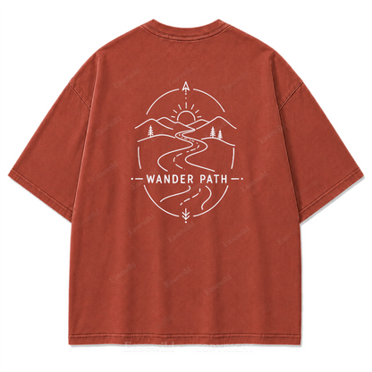 Wander Path Minimal Washed Print Tee