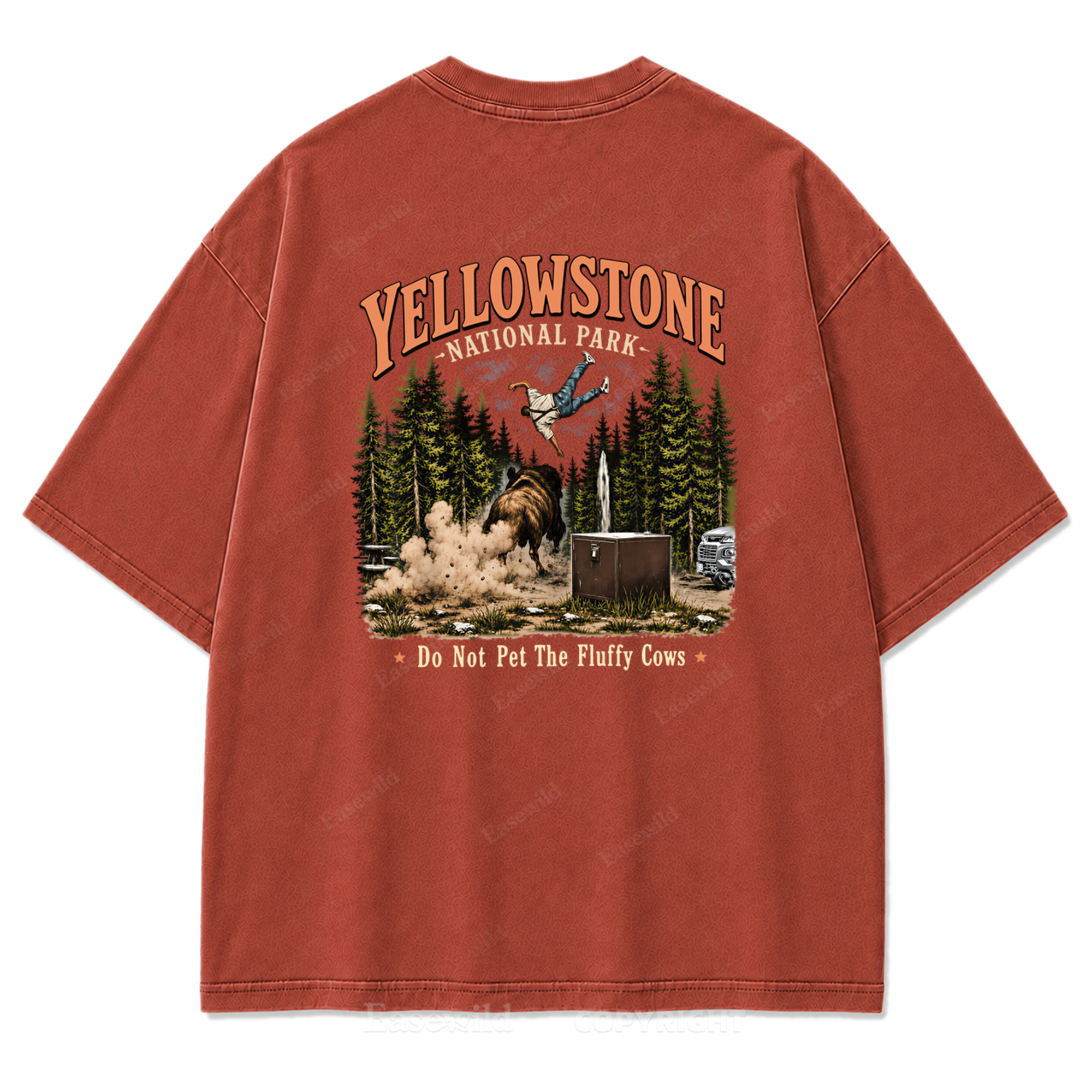Yellowstone National Park Fluffy Cows Graphic Washed T-Shirt