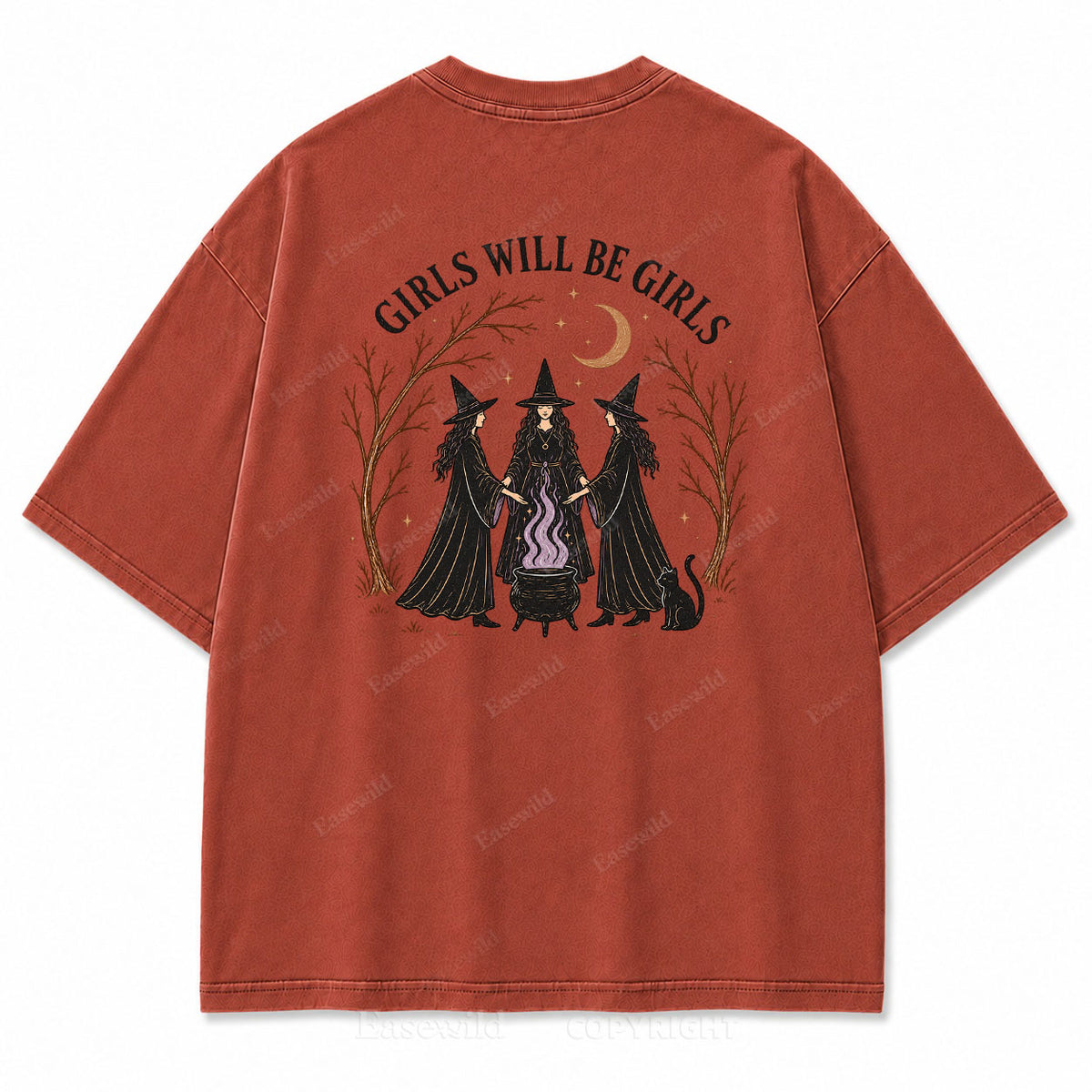 Girls Will Be Girls Halloween Washed Graphic Tee