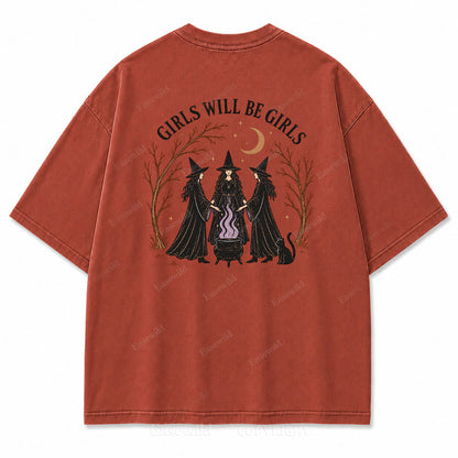 Girls Will Be Girls Halloween Washed Graphic Tee