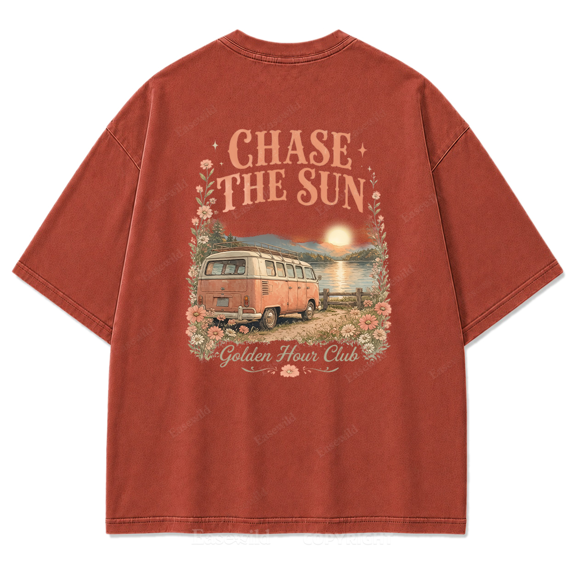 Golden Hour Lakeside Van Washed Print Tee