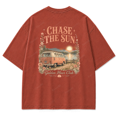 Golden Hour Lakeside Van Washed Print Tee