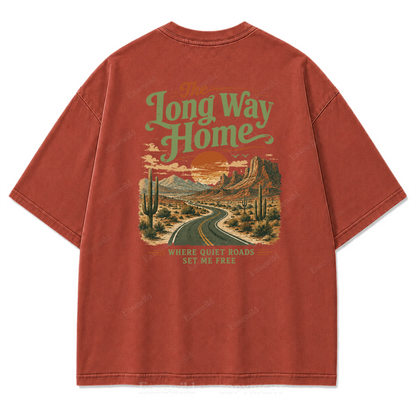 The Long Way Home Washed Print Tee