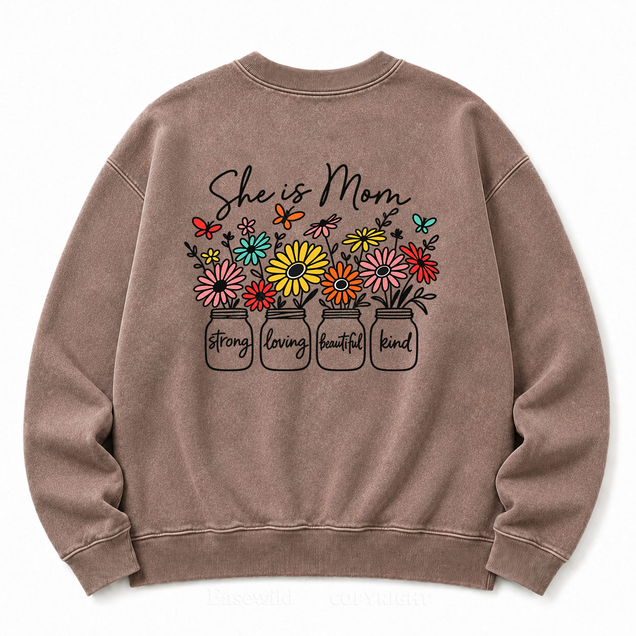 She Is Mom Floral Washed Graphic Sweatshirt