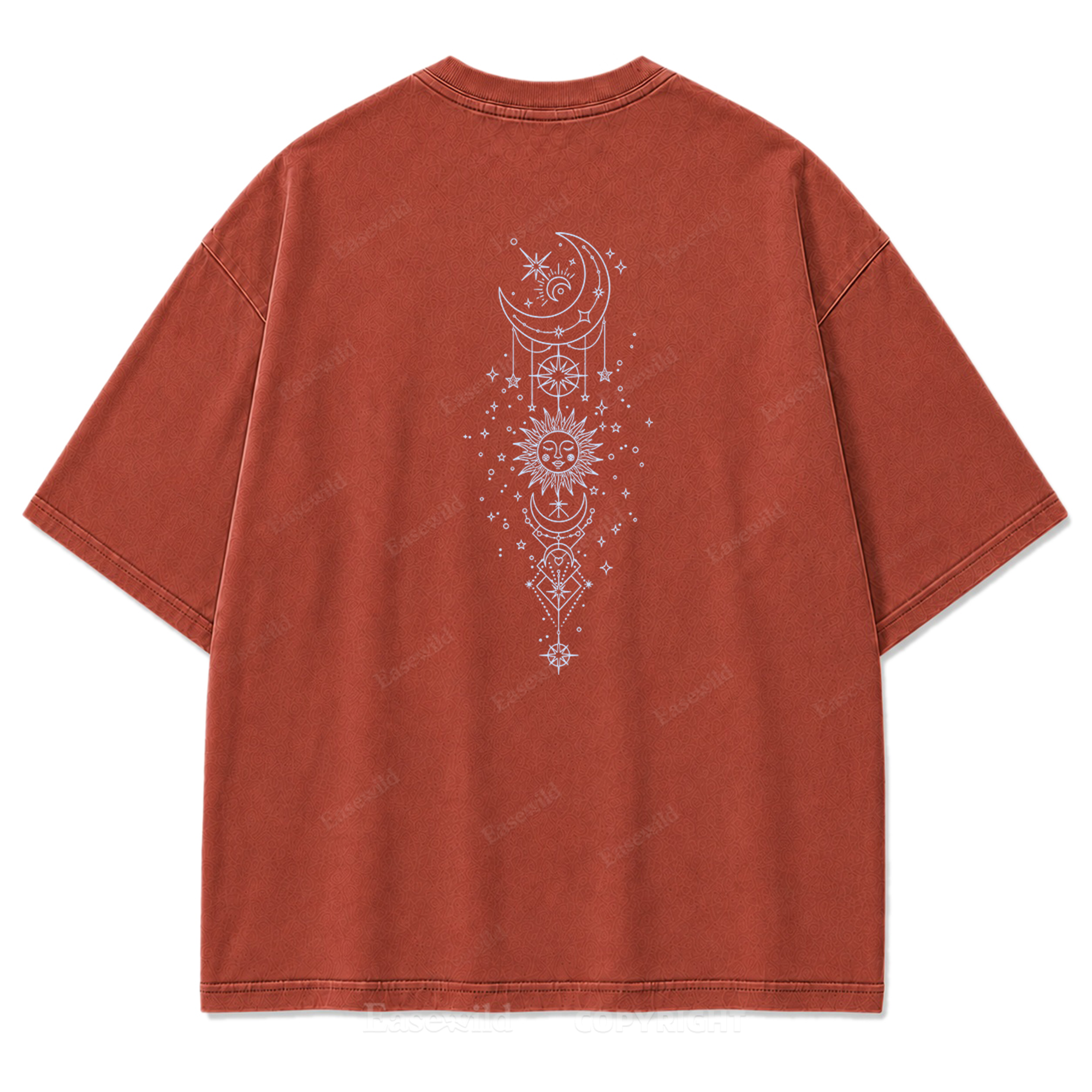 Himmlische Harmonie Sonne Mond Washed Print T-Shirt