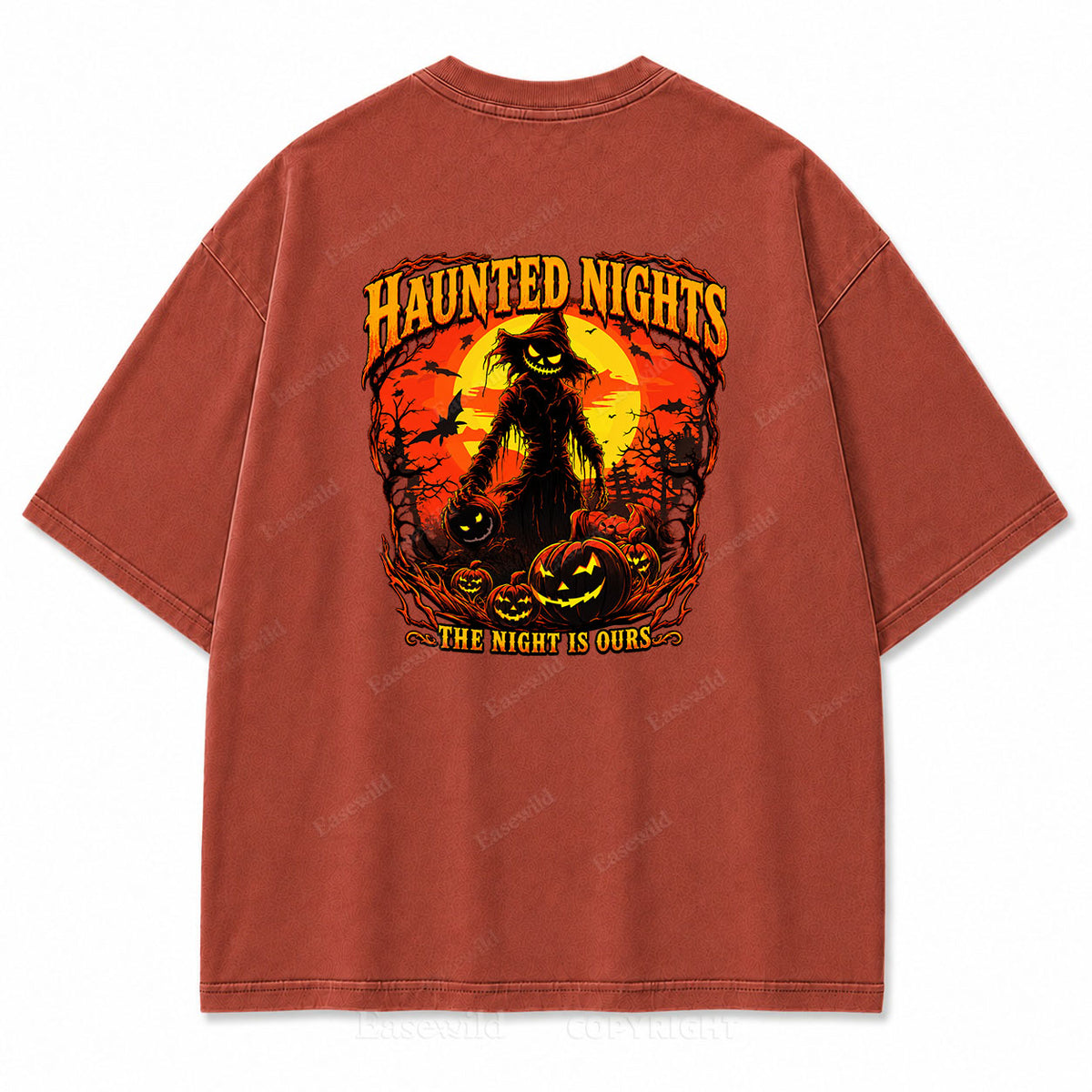 Haunted Nights Halloween Washed Graphic Tee