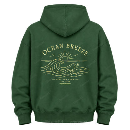 Ocean Breeze Wave Graphic Hoodie
