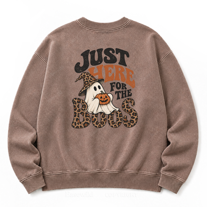 Just Here For The Boos Halloween Ghost Washed Sweatshirt
