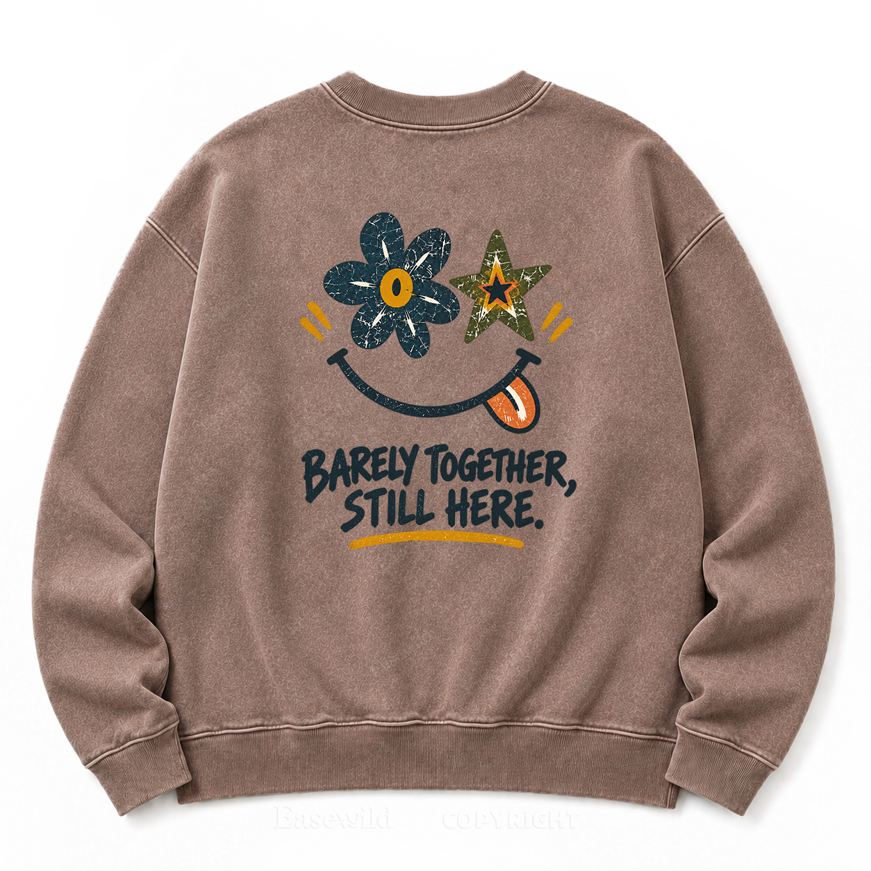 Retro Flower Star Smiley Washed Sweatshirt