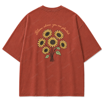 Bloom Where You Are Planted Washed Print Tee