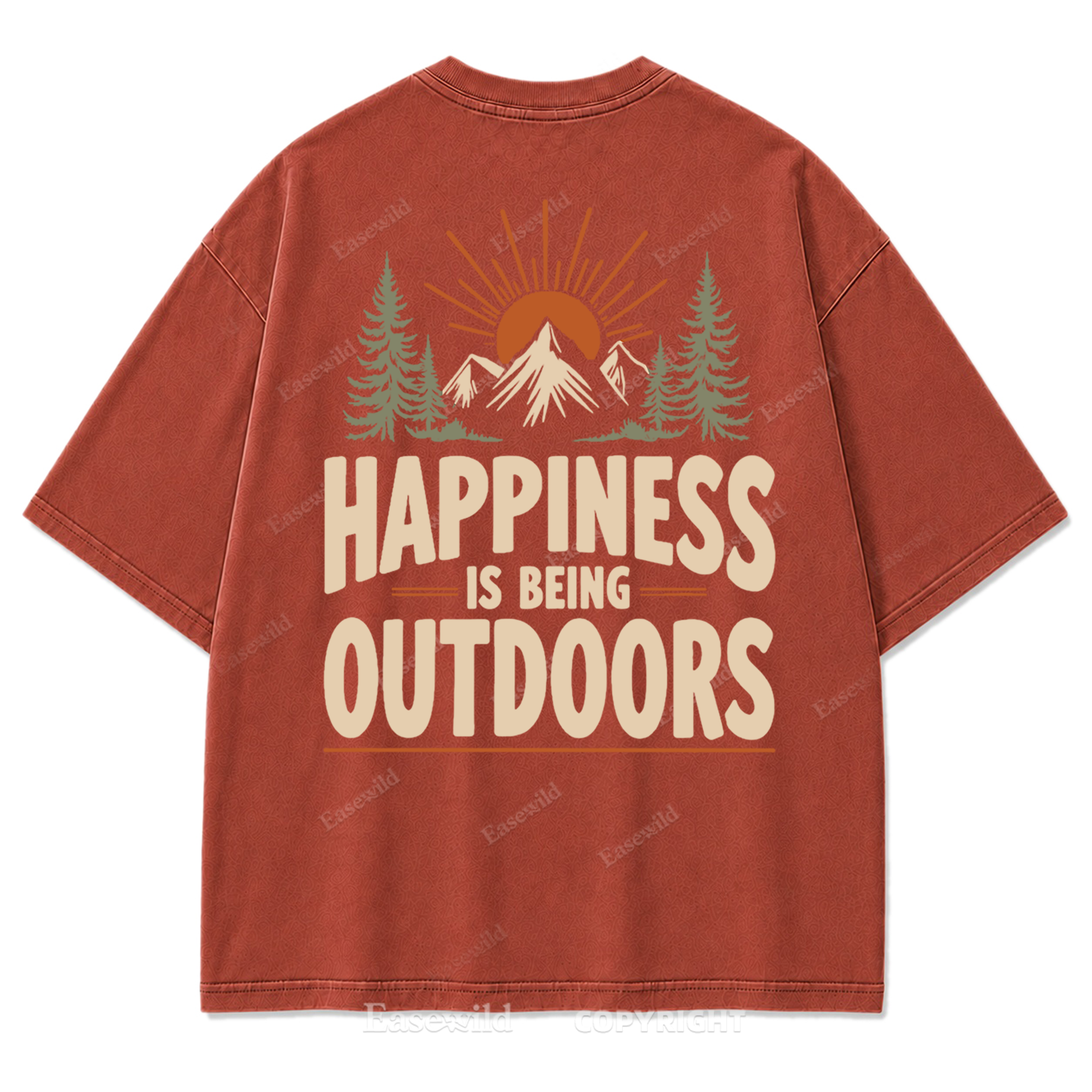 Happiness Lives Outside Washed Print Tee
