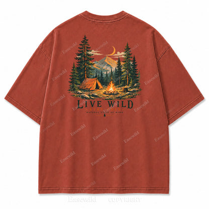 Live Wild Stay Free Vintage Camping PrintTee