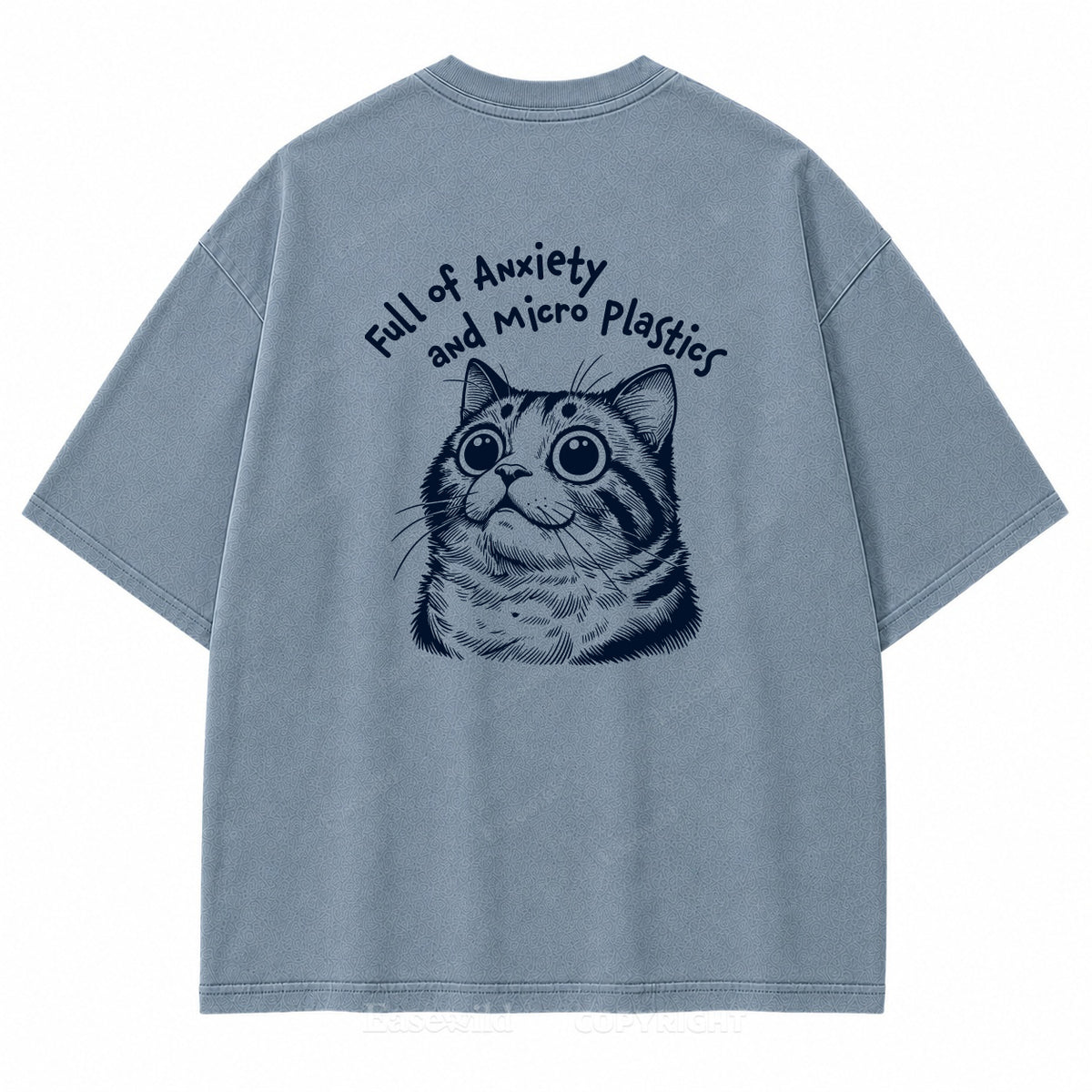 "Full of Anxiety and Micro Plastics" Funny Cat Washed Graphic T-Shirt