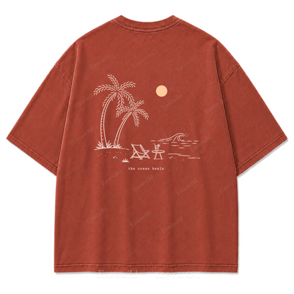 Das Meer heilt T-Shirt mit verwaschenem Aufdruck