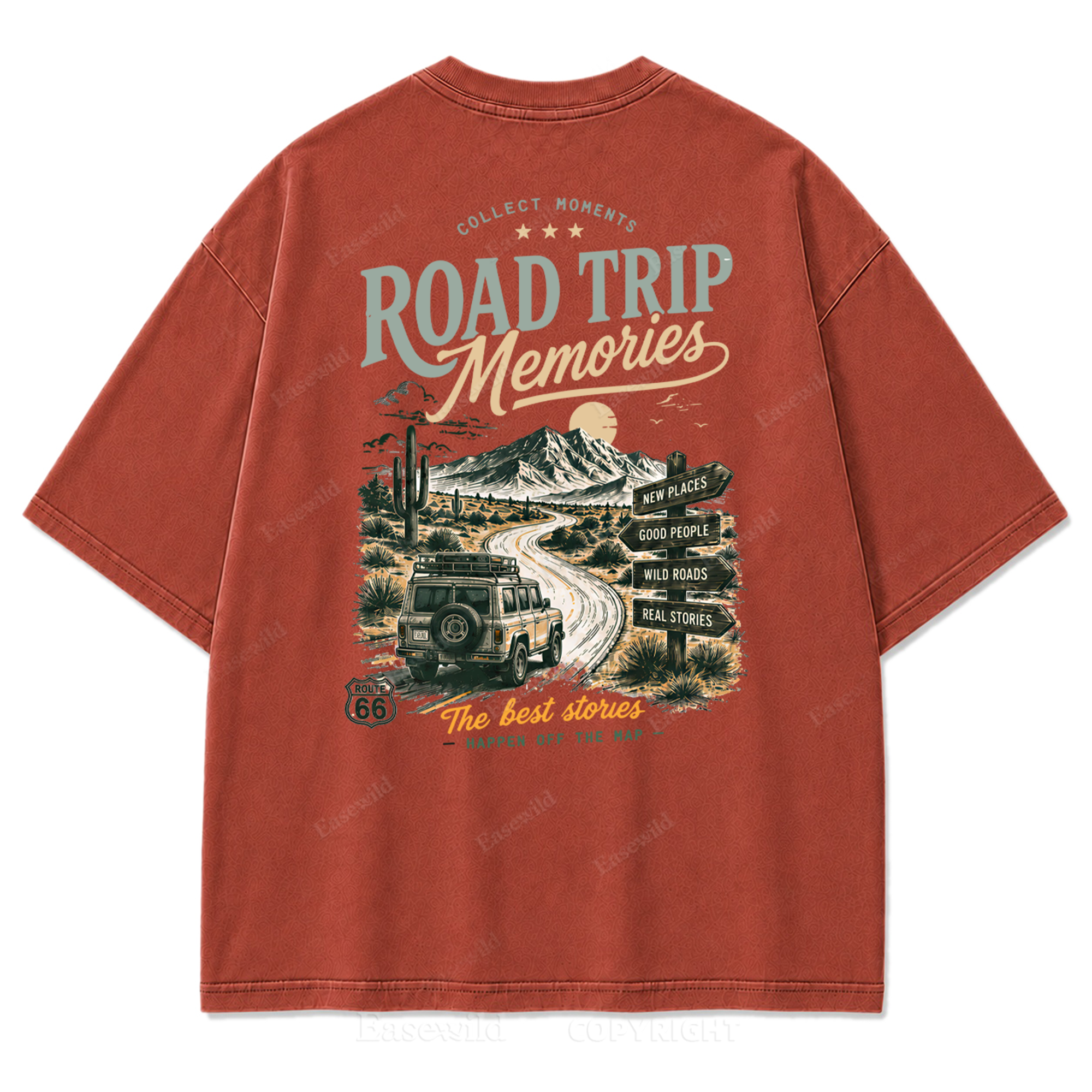 Desert Route Road Trip Washed Print Tee