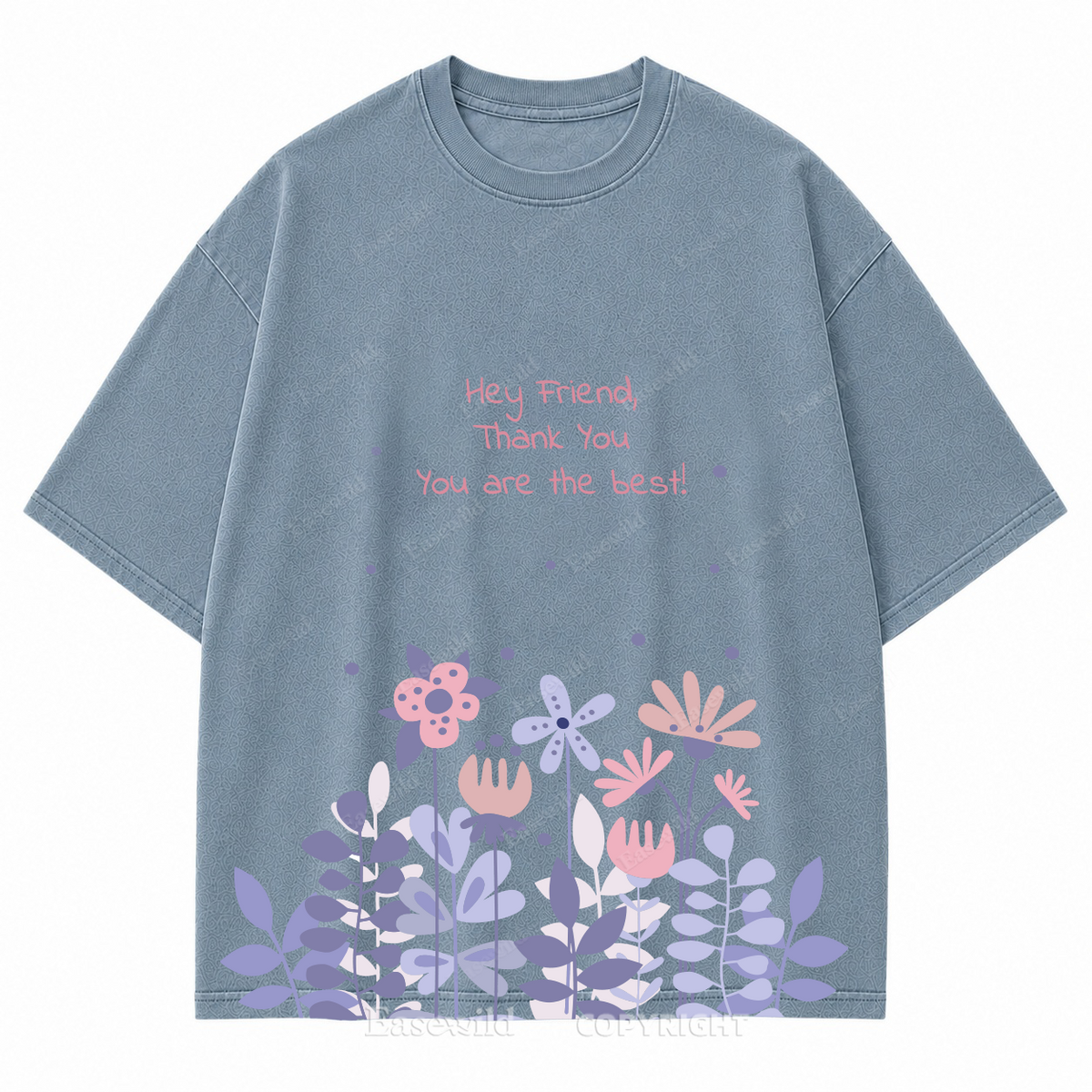 "Hey Friend, Thank You" Floral Washed Graphic T-Shirt