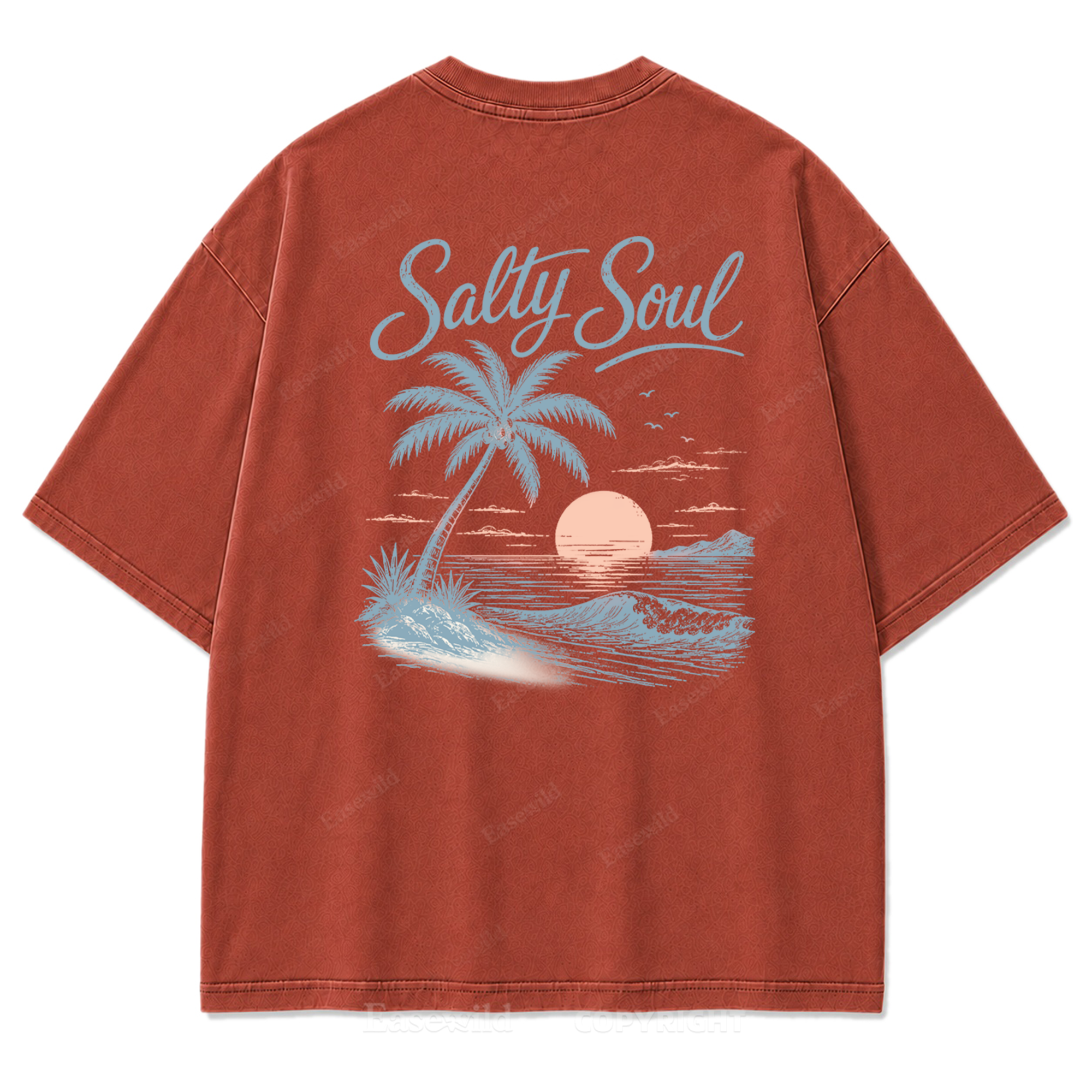 Salty Soul T-Shirt mit Küsten-Print im Used-Look