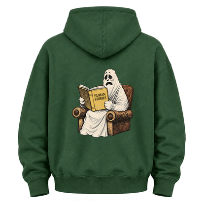 Lonely Ghost Reading Human Stories Graphic Hoodie