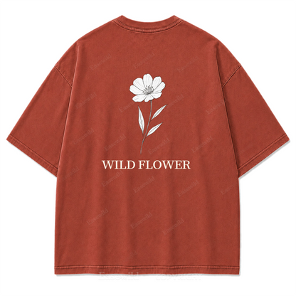 Wild Flower Line Art Washed Print Tee