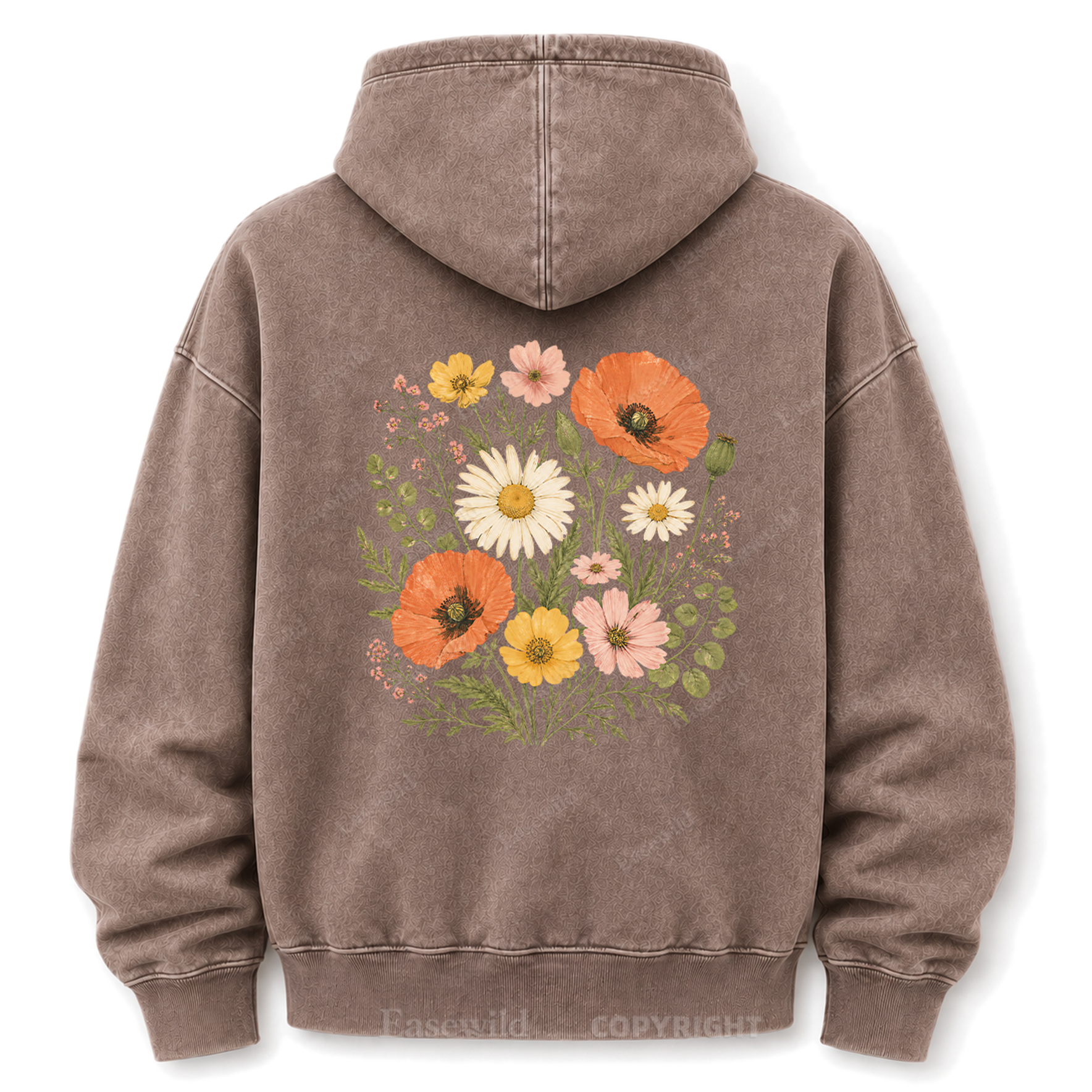 Wild Flower Minimal Floral Washed Graphic Hoodie
