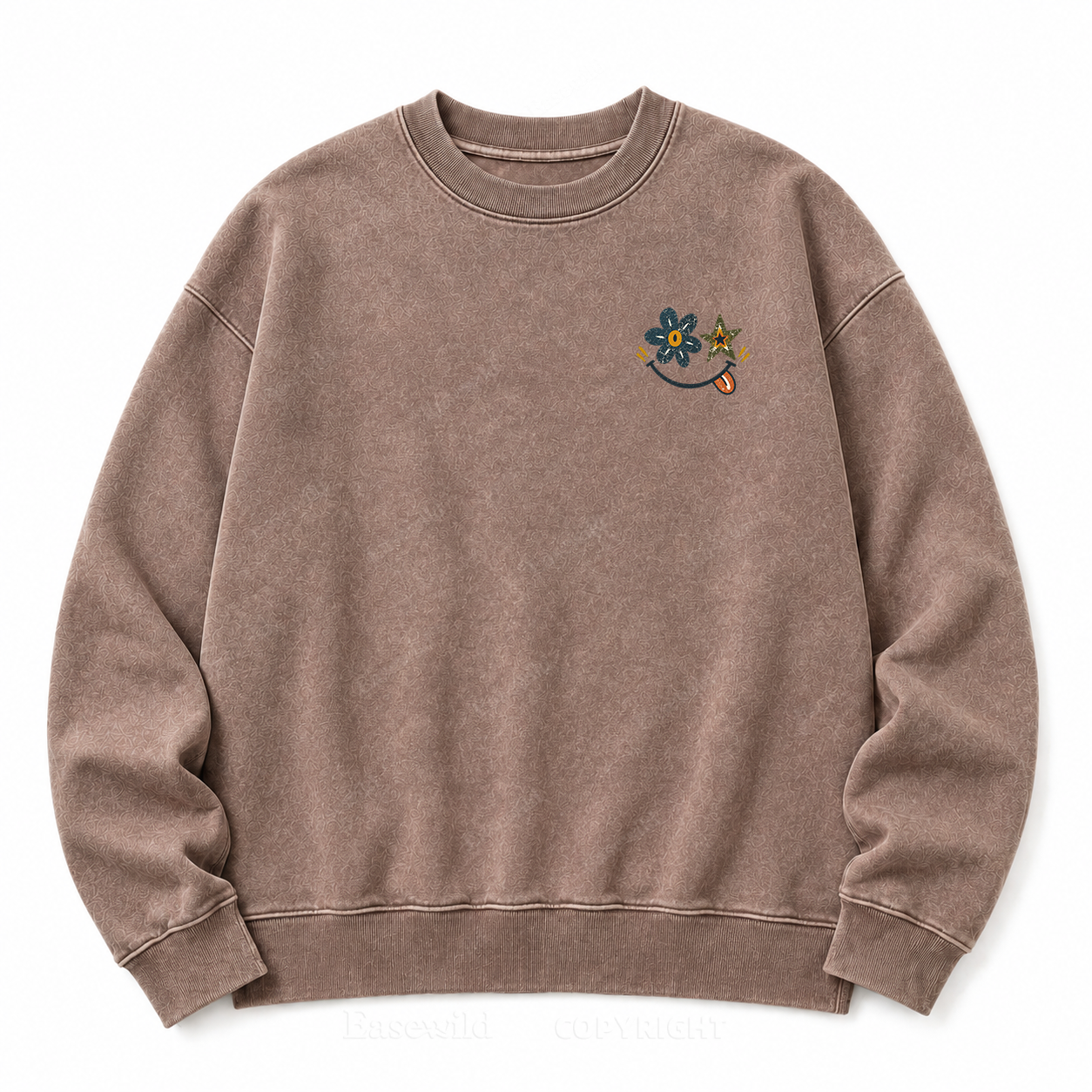 Retro Flower Star Smiley Washed Sweatshirt