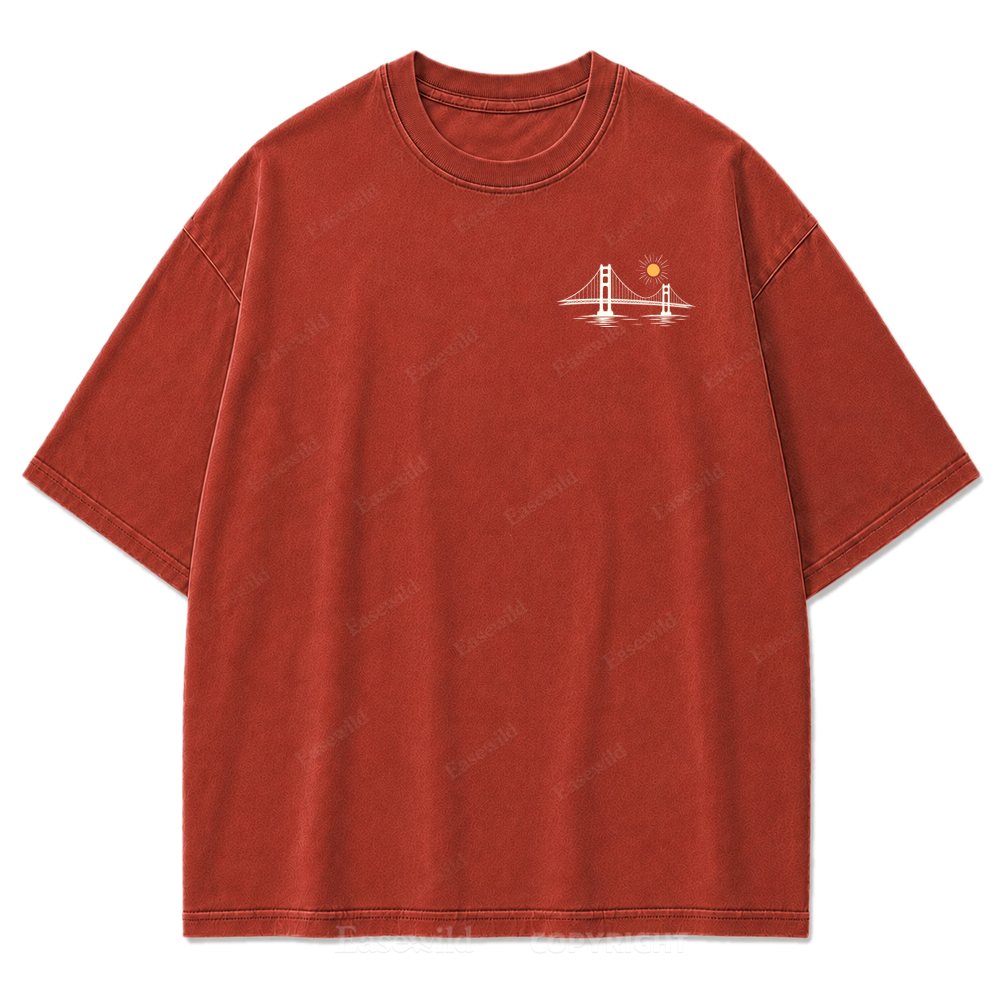 T-Shirt mit Kalifornien-Umriss in verwaschenem Druck