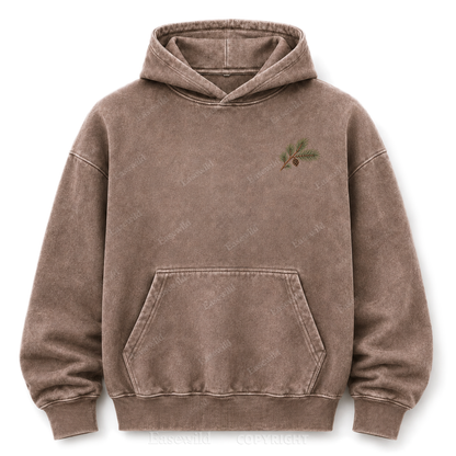 Meet Me Where the Pines Whisper Vintage Woodland Washed Graphic Hoodie