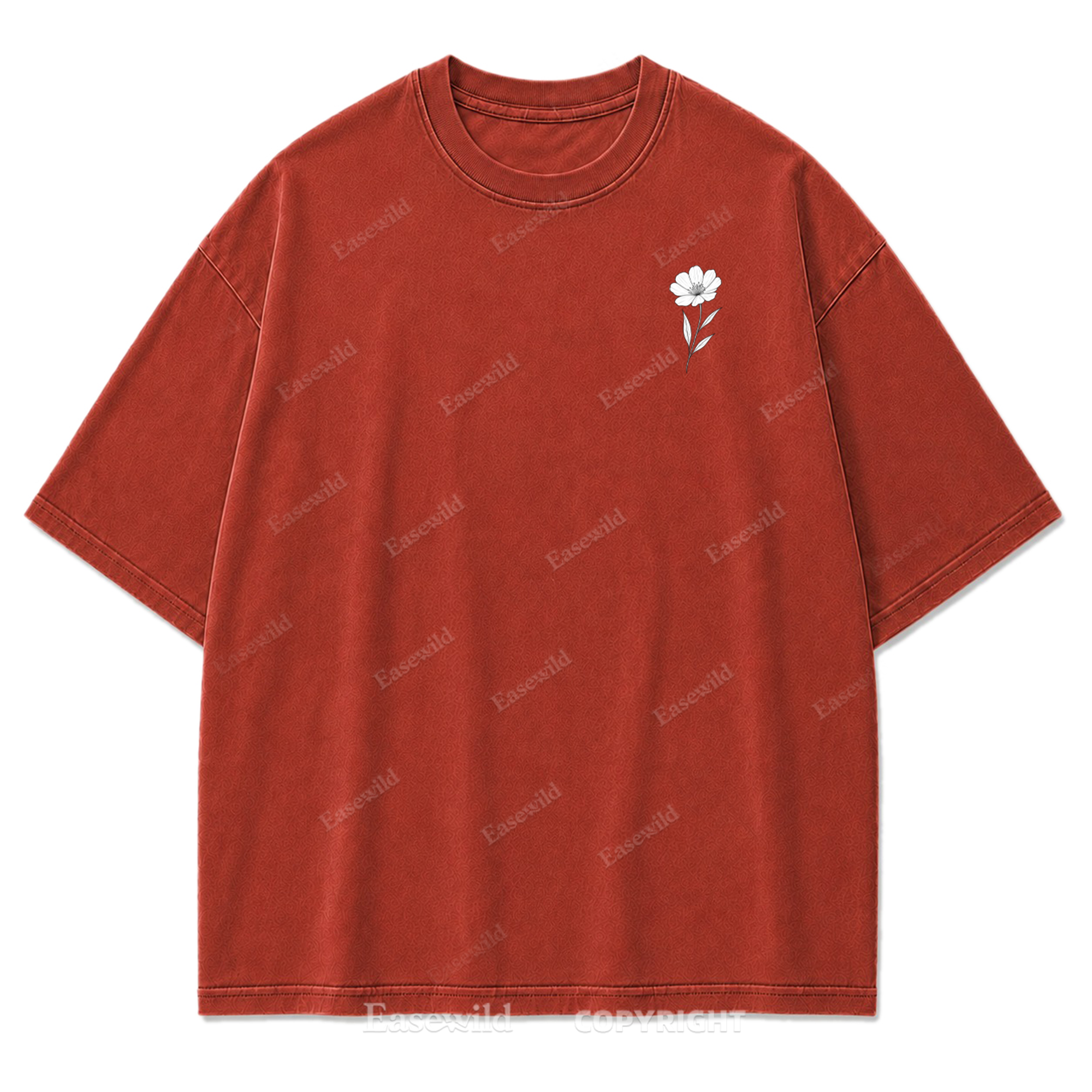 Wild Flower Line Art Washed Print Tee